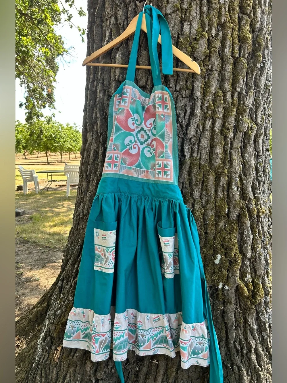 Vintage Southwest Teal Patterned Apron